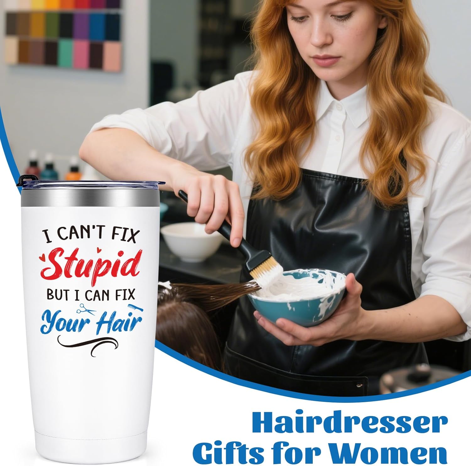 Qtencas Hairdresser Gifts for Women, Hair Stylist Gifts, I Can Fix Your Hair 20 Oz Insulated Tumbler, Gift for Hairdressers Female, Christmas Birthday Graduation Gift for Hairdresser, White - Image 5