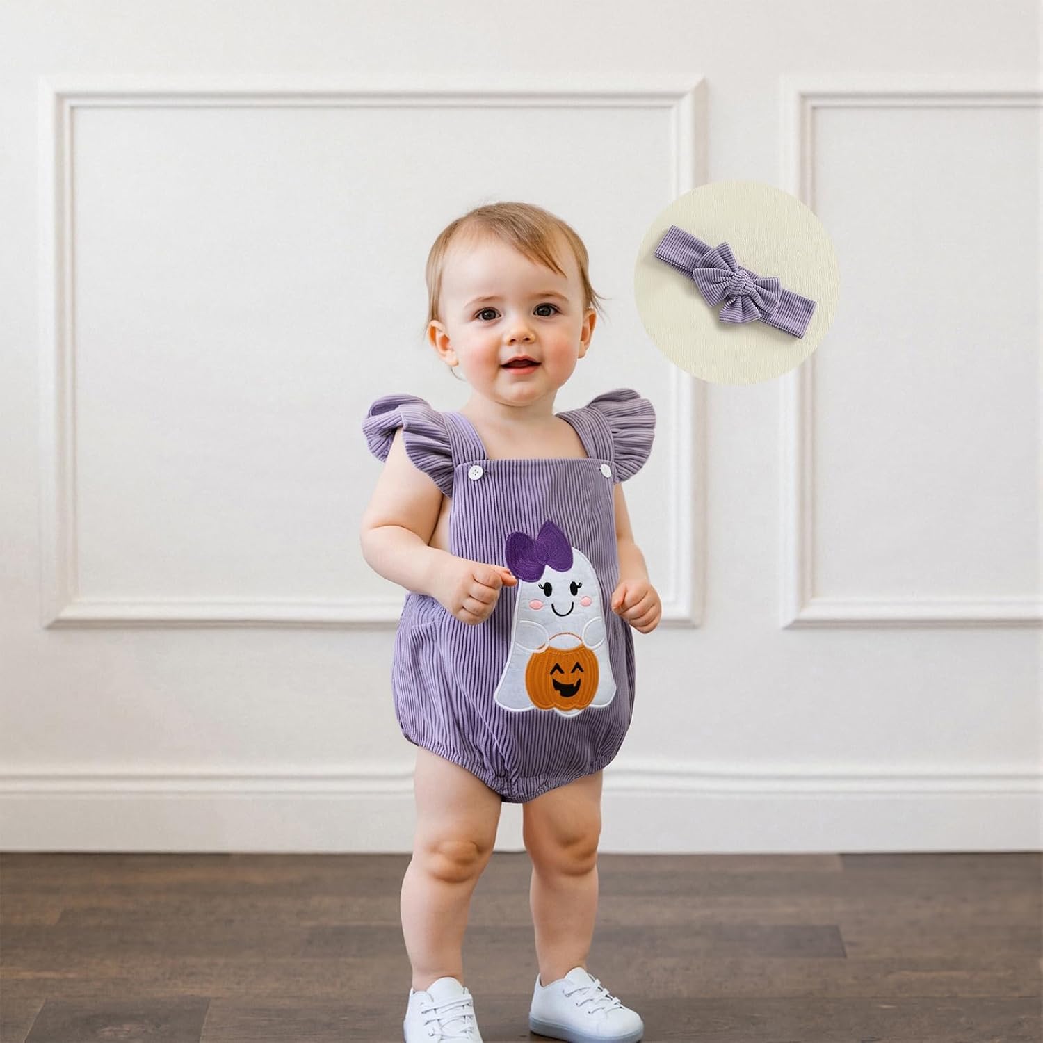 My First Halloween Baby Girl Outfit Newborn Pumpkin Face Print Bubble Romper Jumpsuit Overalls Pumpkin Clothes