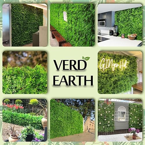 Miniatura 6 de VERDEARTH Paneles de pared de plantas artificiales, 6 piezas de 19.7 x 19.7 in de vegetación de helecho, hiedra para valla de seto de privacidad,