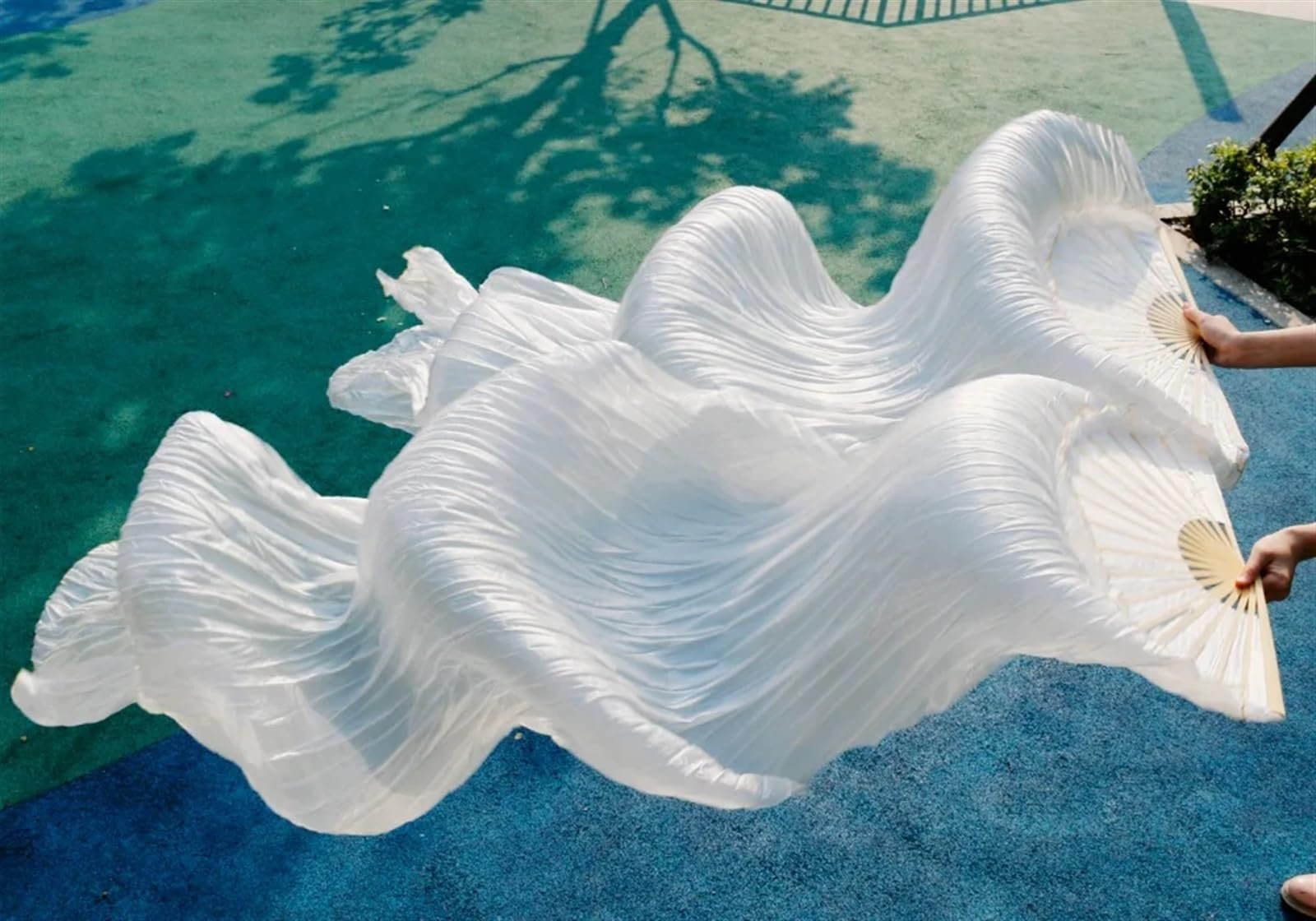 1 Paire (gauche + Droite) Danse Du Ventre 100% Soie Fan Voile