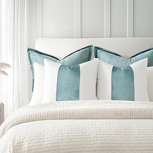 Miniatura 5 de EVERGRACE x Kinsey Walsh Signature - Juego de 2 fundas de almohada de algodón con panel de terciopelo, fundas de almohada decorativas de 20 x 20