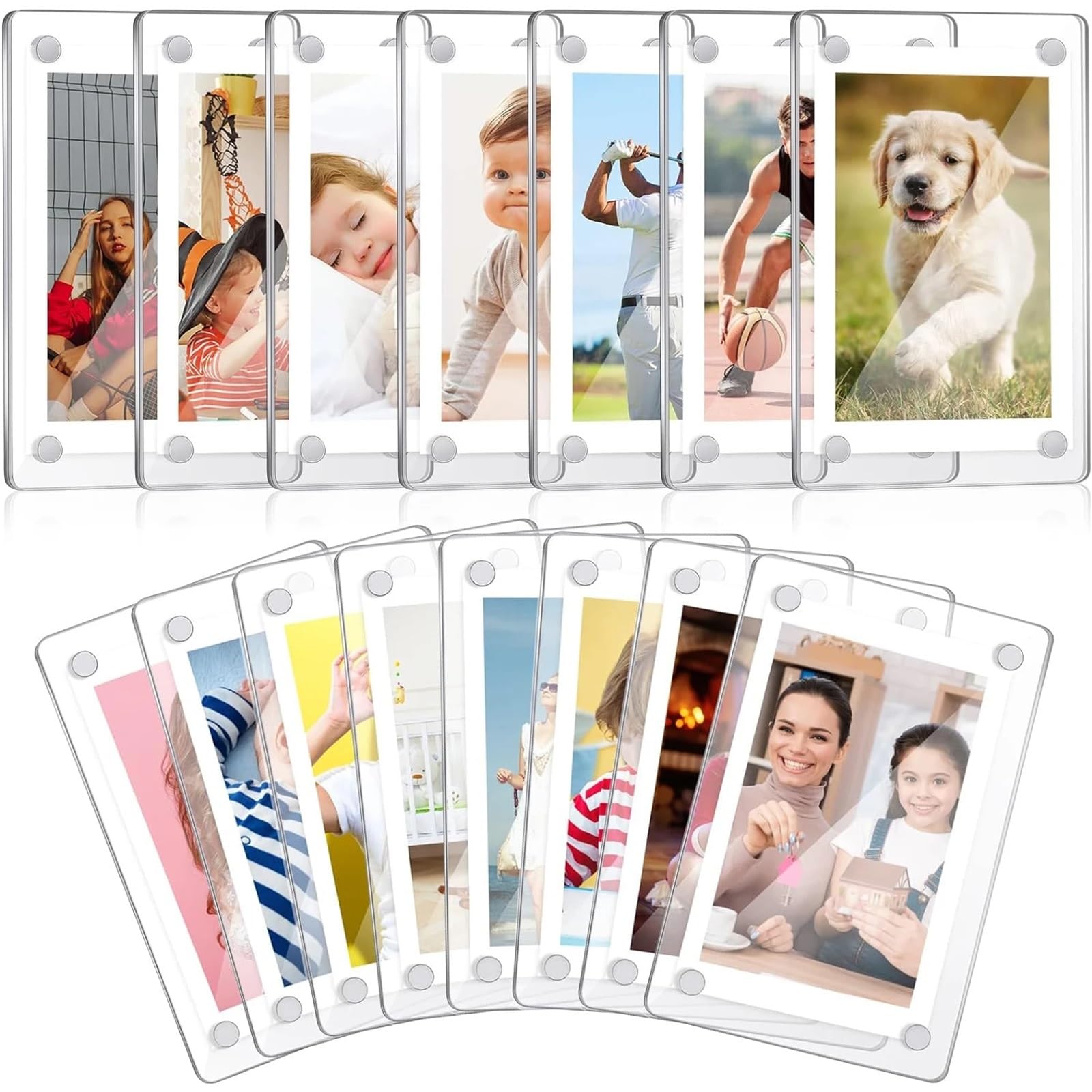 Kühlschrank-Magnetrahmen, transparenter, wendbarer Magnet, Foto, Display Für Fotos Postkarten(12Pack)