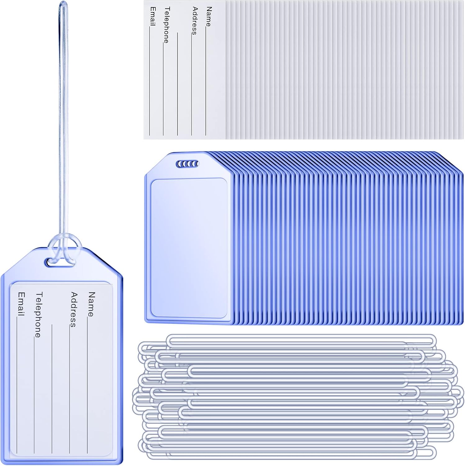40 Pack Clear Cruise Luggage Tags with Loops Heavy Duty PVC Tag Suitcases Identification ID Card with Business Card Insert