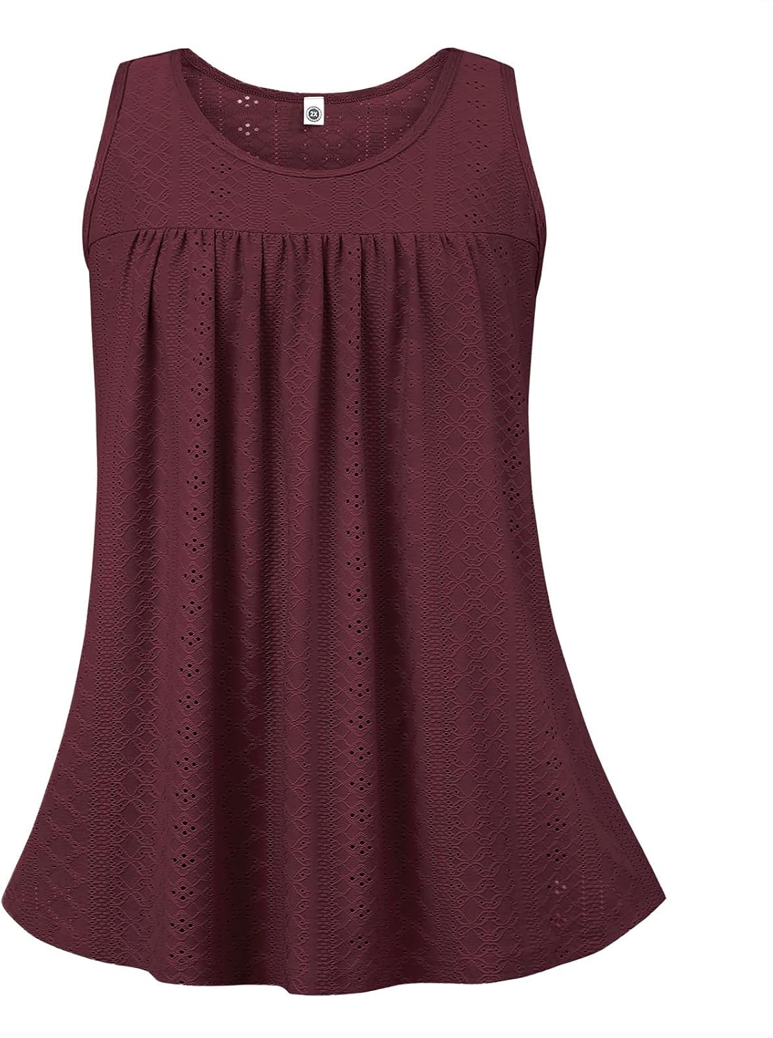 Lastshe Women's Plus Size Tank Top Tunic Flowy Loose Fit Tank Tunic with Scoop Neck Long Length for Casual Wear 1X-5X - Image 4