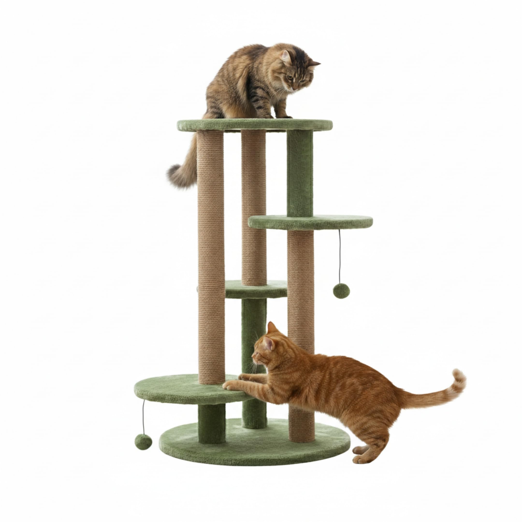 furrlovers multi-level cat tree with scratching posts and platforms (green - furr-11)