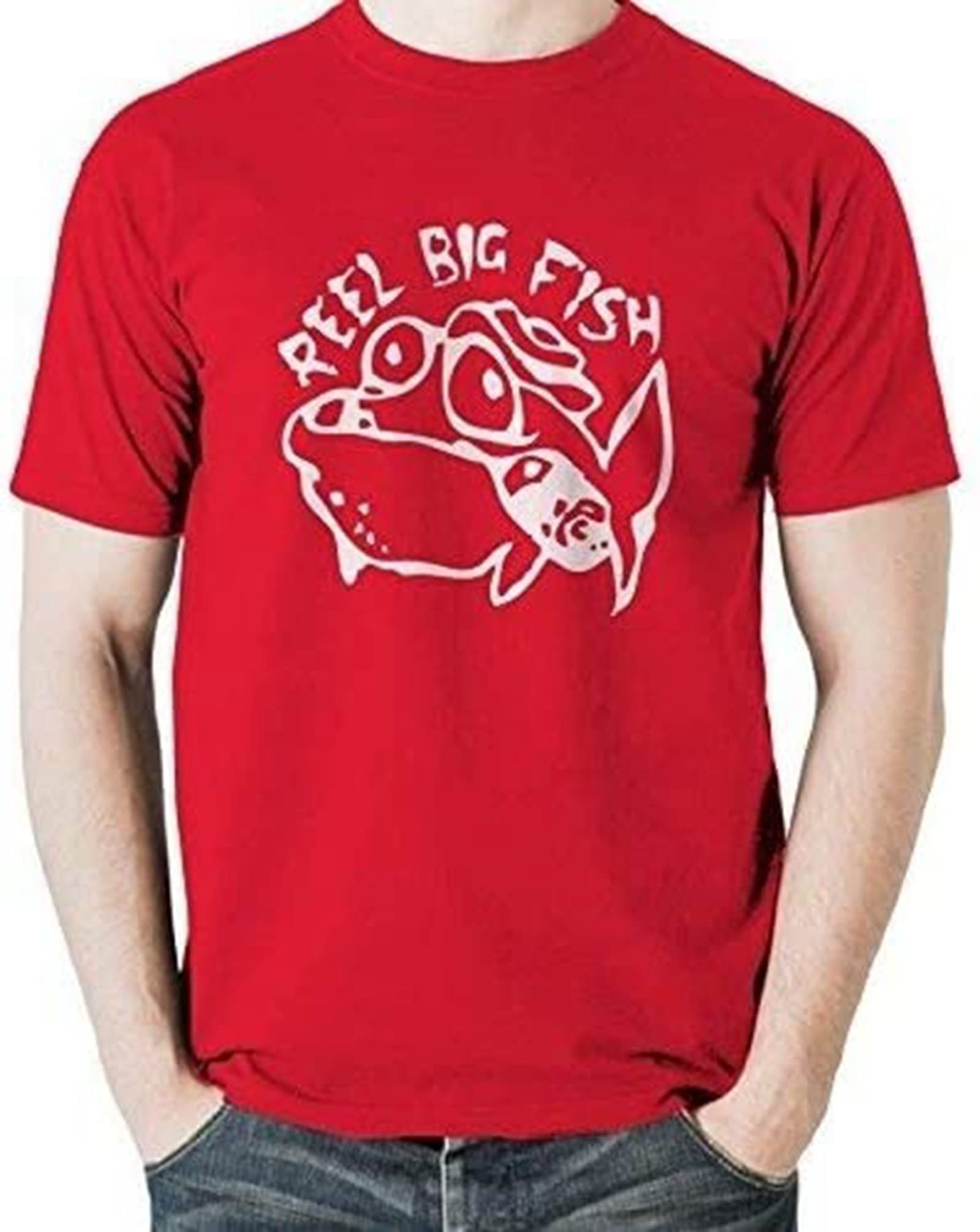 Diyilu Reel Big Fish Band Logo Mens Cotton T Shirt Fashion Red L