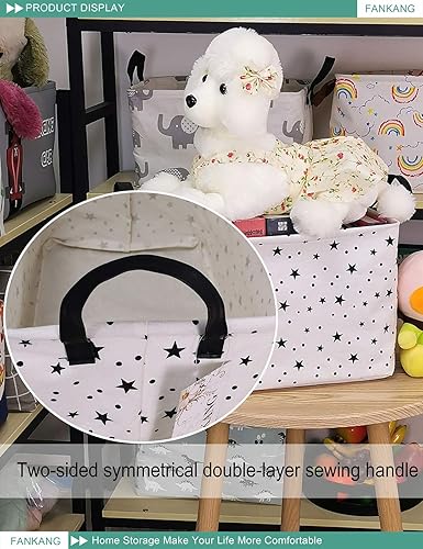 Miniatura 8 de FANKANG - Canasta plegable de almacenamiento para guardería, con revestimiento de polietileno impermeable, de grand tamaño, para niños y niñas,