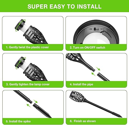 Miniatura 8 de Luces solares para exteriores paquete de 10 luces solares de antorcha al aire libre llama parpadeante para decoraciones de Halloween al aire libre -