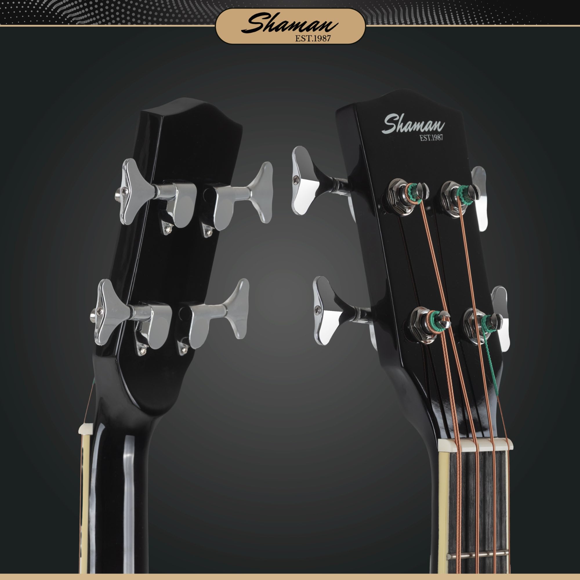 Shaman AB4-50CE-BK Bajo Acústico Negro, General, Modell: AB4-50CE-BK | Gewicht: 2, 8 kg, Anzahl Saiten: 4, Orientierung: Para diestros, Korpus, Korpusform: Jumbo con Cutaway, Decke: Abeto, Hals