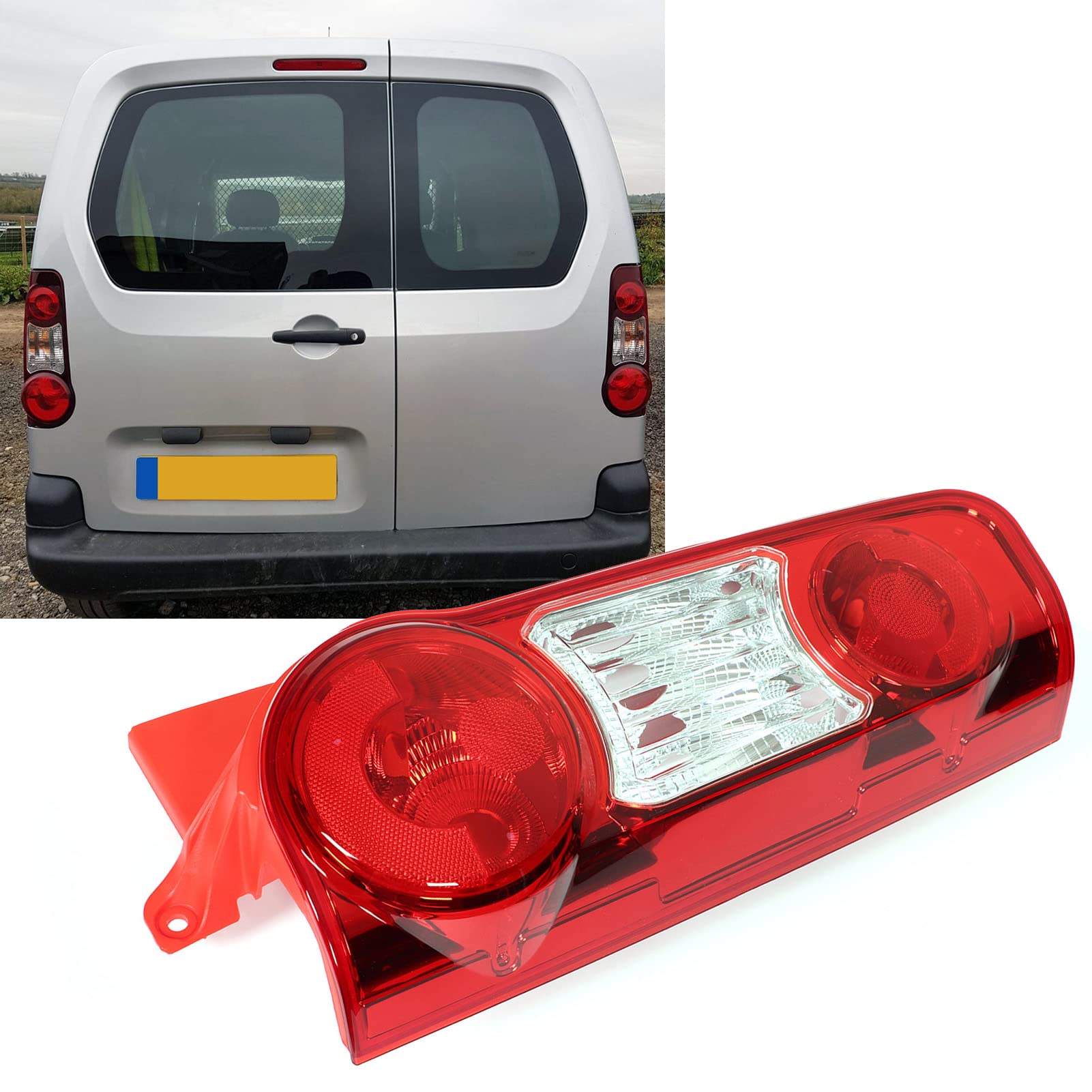 Trasero Luz Trasera Carcasa Luz Trasera Coche Plástico 9677205480 9677205580 Para Citroen Para Berlingo MK2 Van 3/2012 2013 2014 2015 2016 2017 2018 2019 Coche Luz Trasera (Color : 1PC Right