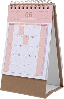 Minimalist Standing Desk Calendar White Monthly Planner | Twin Wire Binding, 6.3x3.54x2.76in Size, Paper and Metal Build, School and Office Use