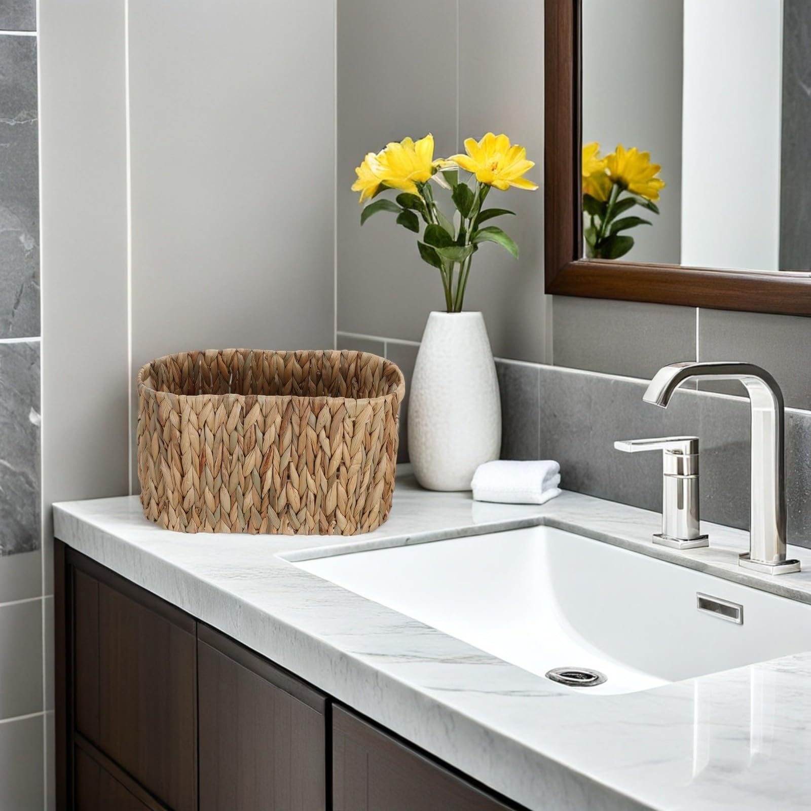 Cesta Tejida para Papel Higiénico Asas, Baño, Boho
