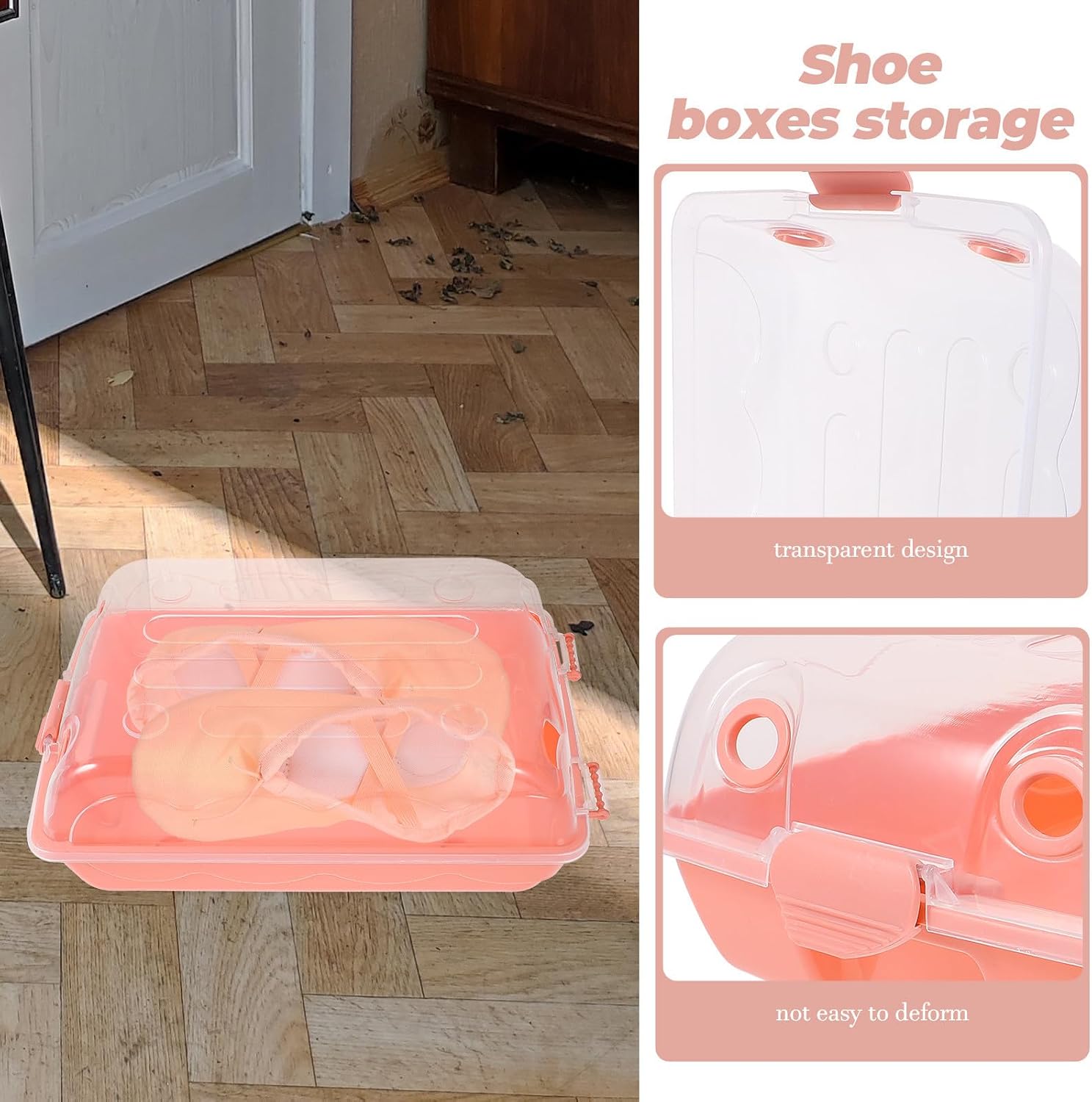 Stackable Plastic Shoe Storage Box with Lid 31.5X21X11Cm, Thickened Drawer Organizer for Women'S Sneakers and Boots, Shoe Container for Closet Storage