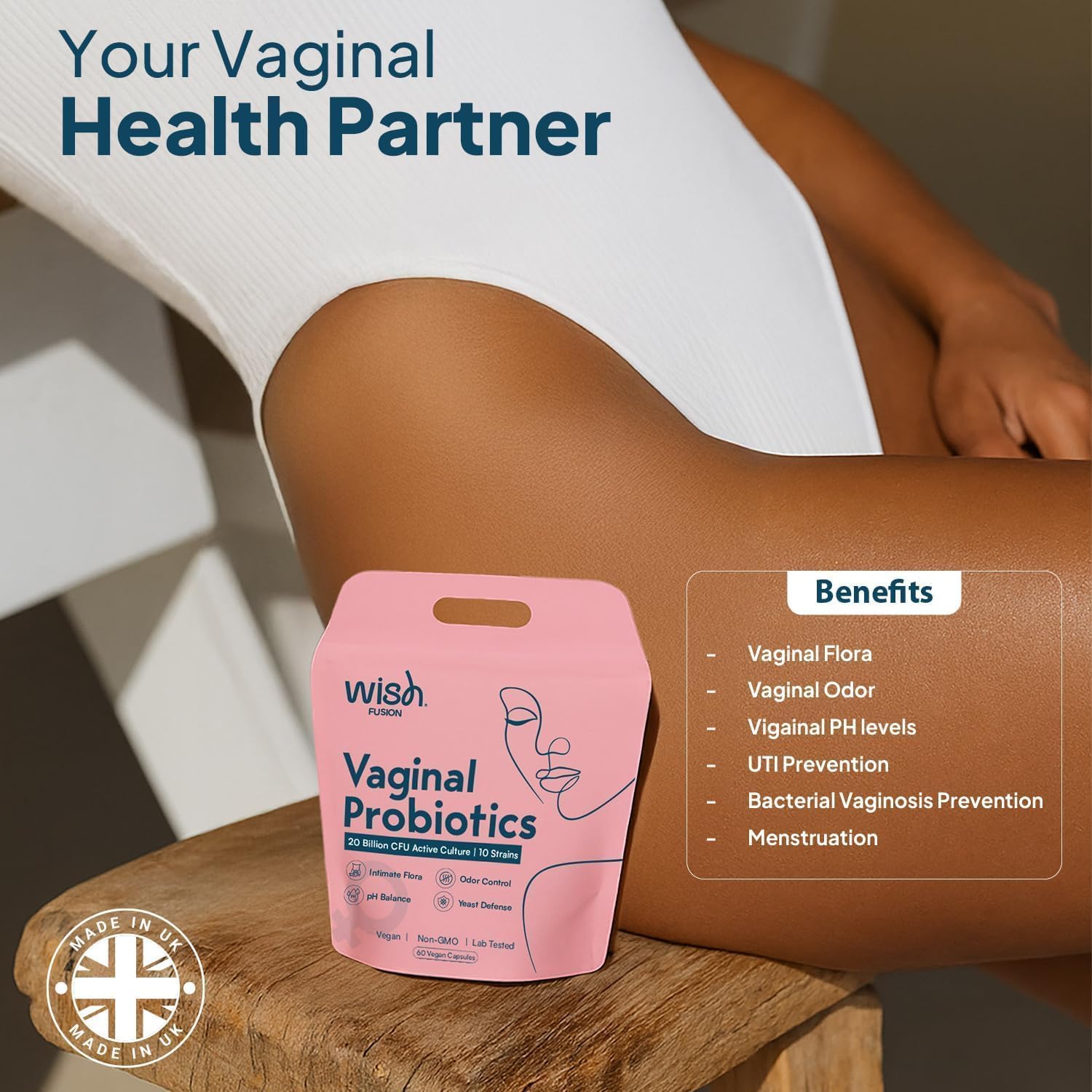 Probiotics for Women Vaginal Health – 20 Billion CFU Vaginal Probiotics, pH Balance, Yeast & Odor Support, Women’s Flora & UTI Defense, 10 Strain Probiotic Blend, Non-GMO, Vegan – 60 Capsules - Image 2