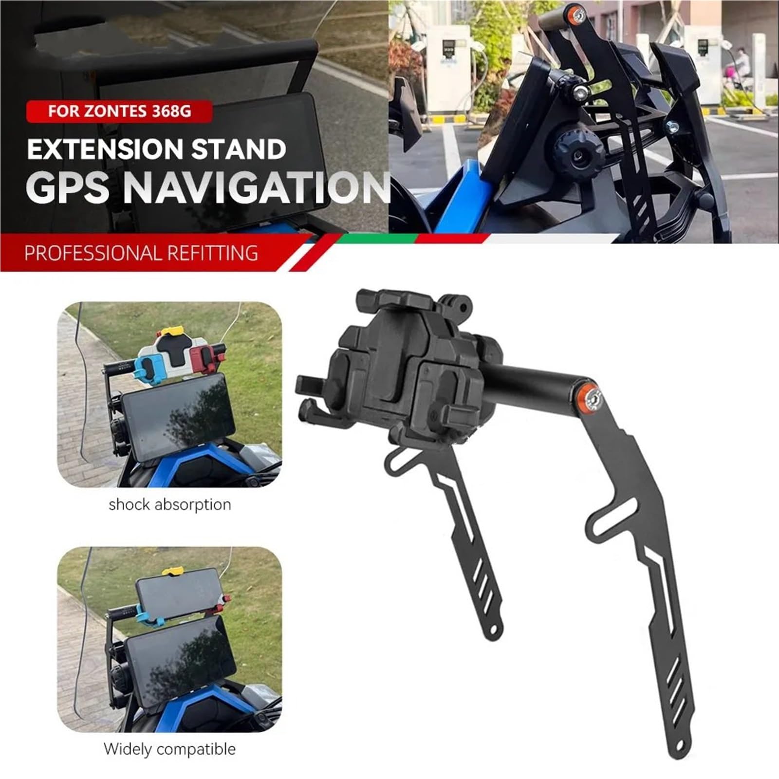 Motocyklowy uchwyt do nawigacji Pasuje do ZONTES 368G ZT 368G 2024- Akcesoria motocyklowe Uchwyt na telefon GPS Stojak nawigacyjny Uchwyt na telefon(22MM-1set)