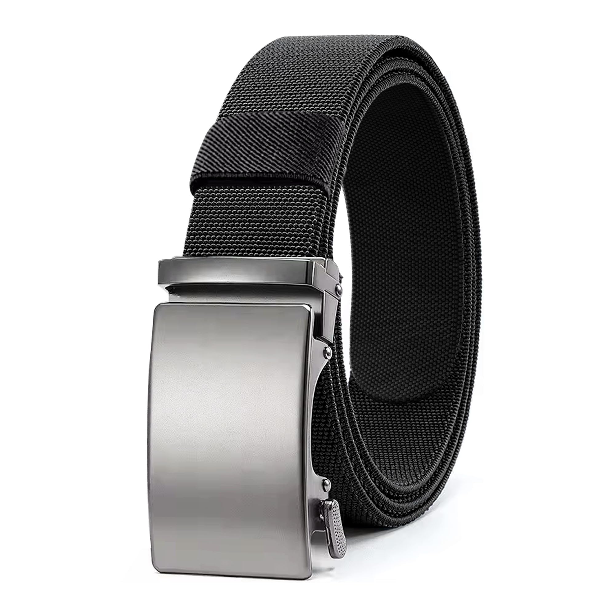 WRODEN Elastic Tactical Belt for Men - Elasticated PP and Nylon Belt with Automatic Ratchet Buckle - Elasticated Holeless Casual Belts for Men's Trousers/Jeans ((L) 38"-40" Waist Adj - 120cm)