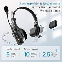 Vista 5 de Hollyland Solidcom C1 2 Usuarios 1100ft Full-Duplex Wireless Headset Sistema de intercomunicación para equipo de comunicación grupal Talk