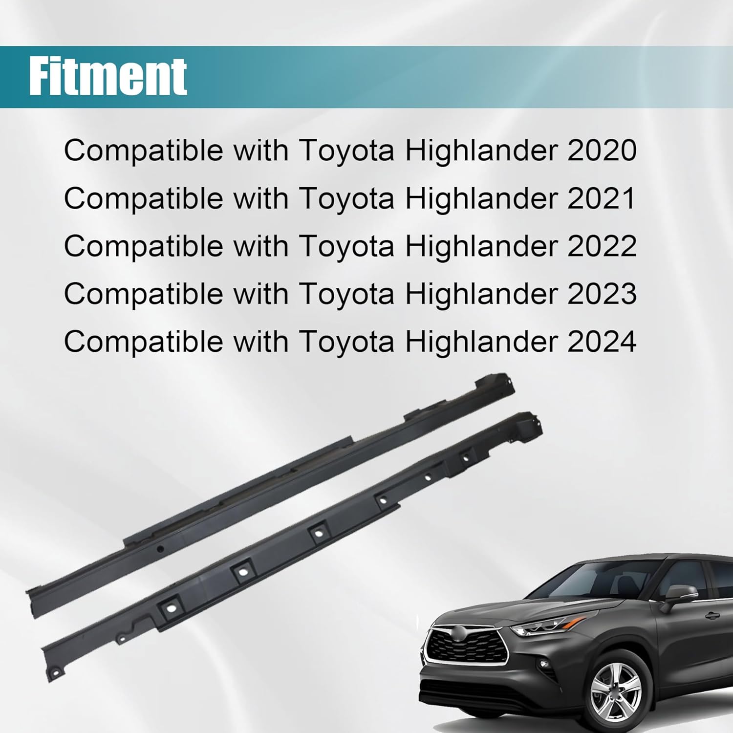 GXARTS 2PCS Rocker Skirt Molding Side Panel 75850-0E040 75860-0E040 Compatible with Toyota Highlander 2020 2021 2022 2023 2024