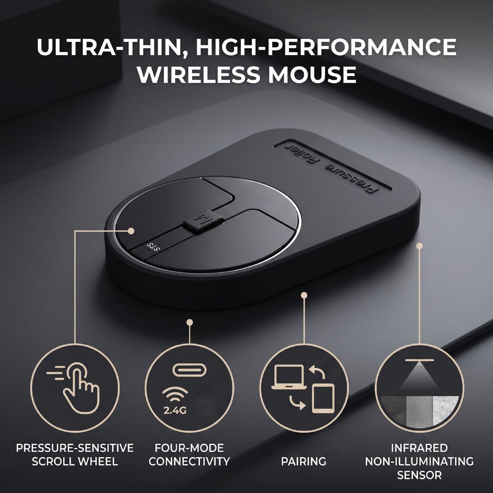 Sxhlseller Ratón Inalámbrico Ultradelgado con Conexión de 4 Modos y BT Dual