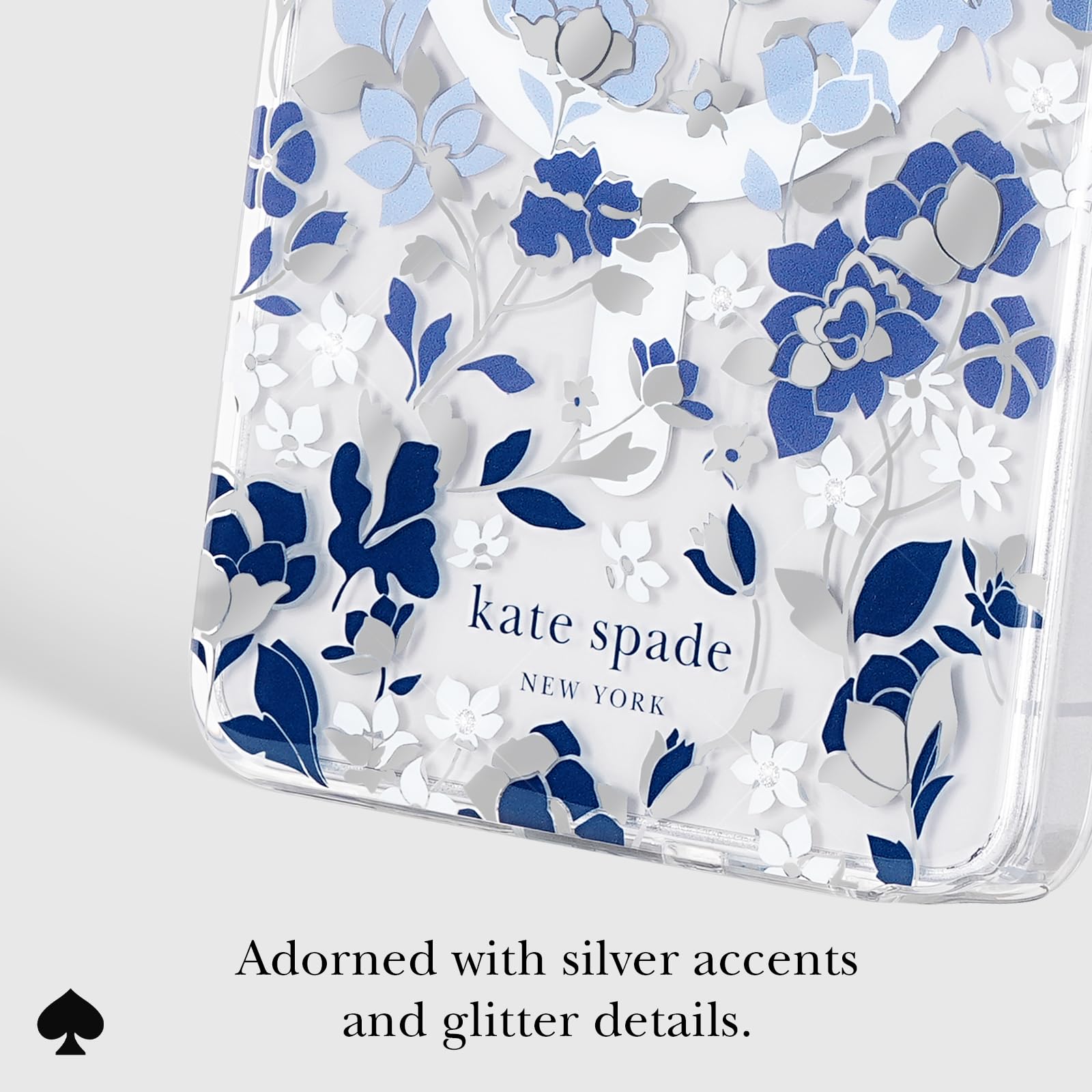 kate spade new york Etui na telefon Samsung Galaxy S26 Ultra - [ładowanie magnetyczne i bezprzewodowe] - designerskie etui na telefon - kwietnik niebieskie kamienie