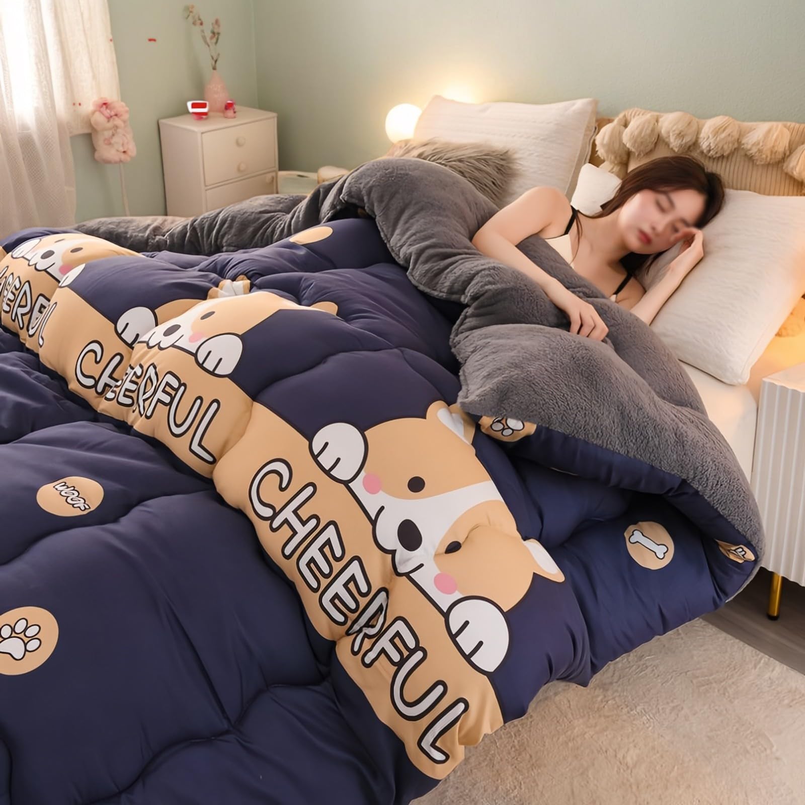 XHCTNN EdredóN con Sherpa Borreguito Cama Colcha Edredon Invierno Cama 135 150 Edredon Nordico Cama 135(A,220 * 240cm/5.0kg)