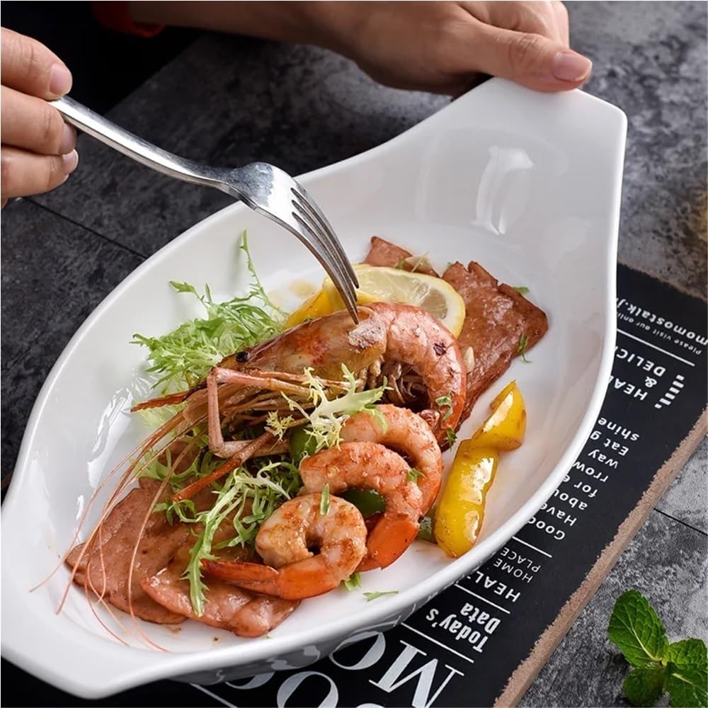 Plato De Pescado De Cerámica De Gran Capacidad Plato De Pescado Decorativo Plato De Ensalada De Pescado Al Vapor for El Hogar Plato De Cena De Mariscos Multifuncional Restaurante Accesorios De Cocina