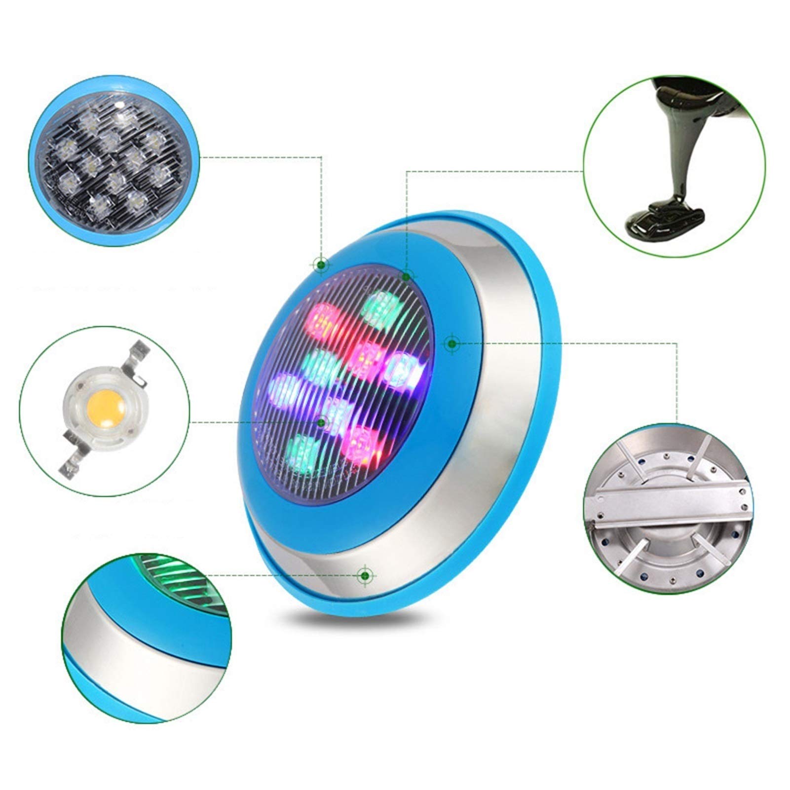 Faretto LED da Esterno，Faretto LED Esterno，Faretto LED per Piscina subacqueo 24V IP68 Impermeabile ad Alta luminosità Lampada da Parete Subacquea Lampada da Sta