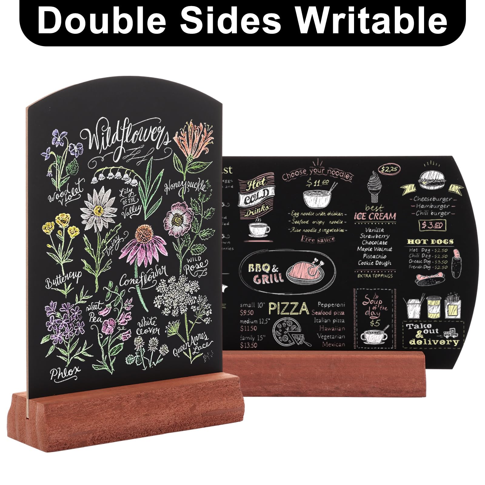 DAJAVE 4 Pcs Mini Chalkboard Signs A5 Small Chalk Boards with Stands, Double Sided Mini Blackboards Small Blackboard for Pricetags, Weddings, Parties, Bakery - Image 3
