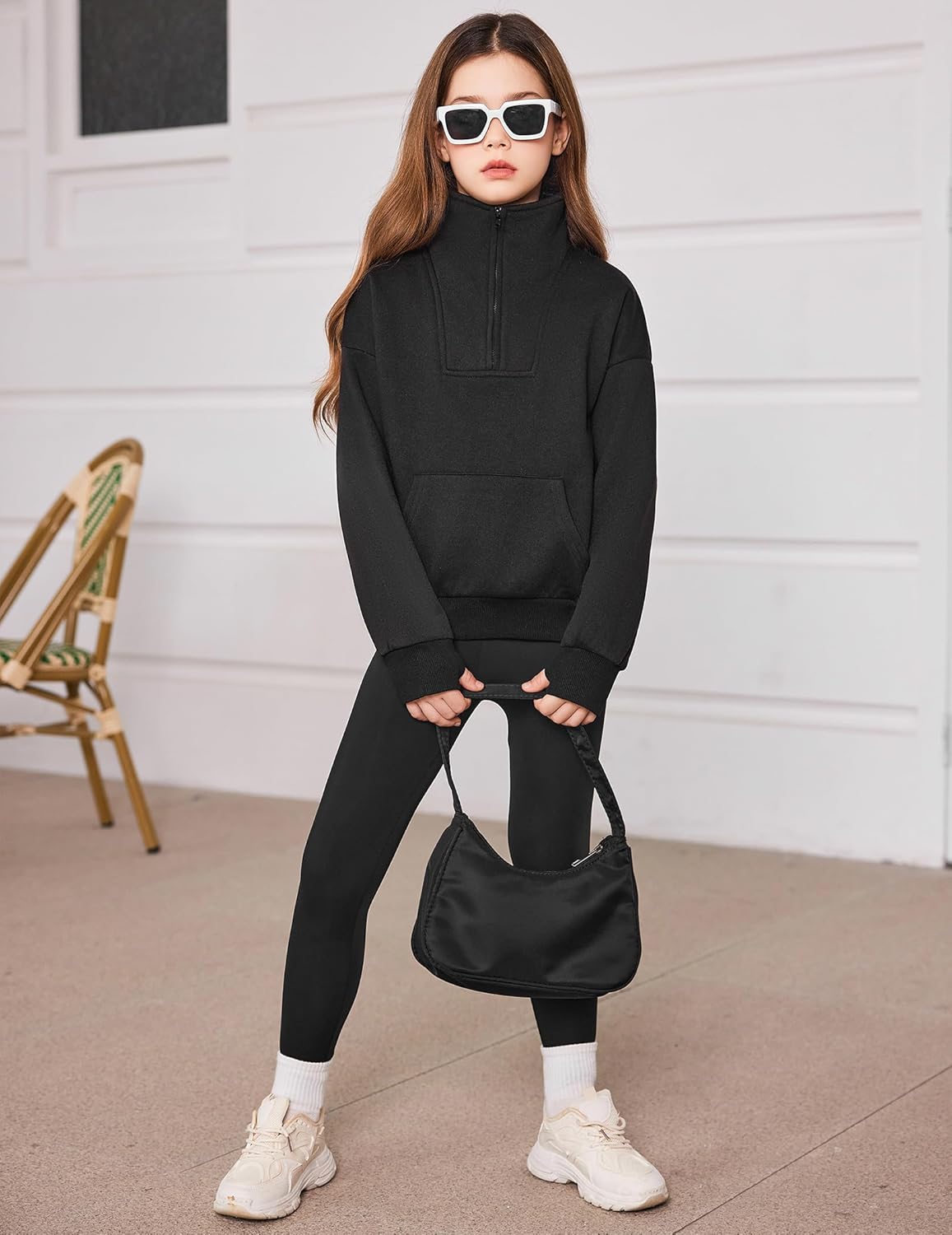 Arshiner Girls Half Zip Sweatshirt Fleece Quarter Zip Pullover Sweatshirts Fall Clothes for Teen Girls Thumb Hole - Image 4