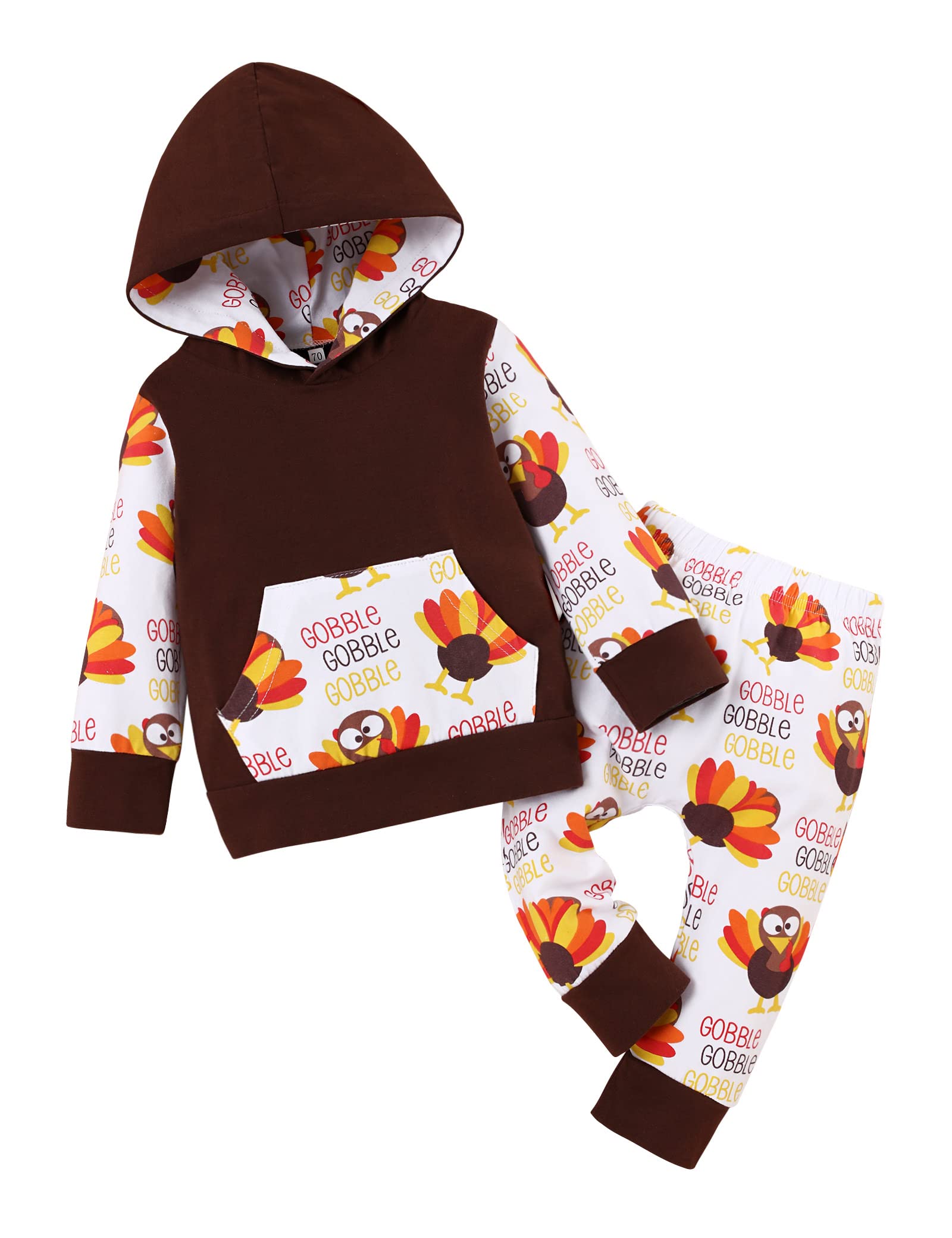 Thanksgiving Baby Outfit Thanksgiving Baby Clothes Newborn Baby boy Girl Clothes Turkey Baby Long Sleeve Turkey Hoodie Set