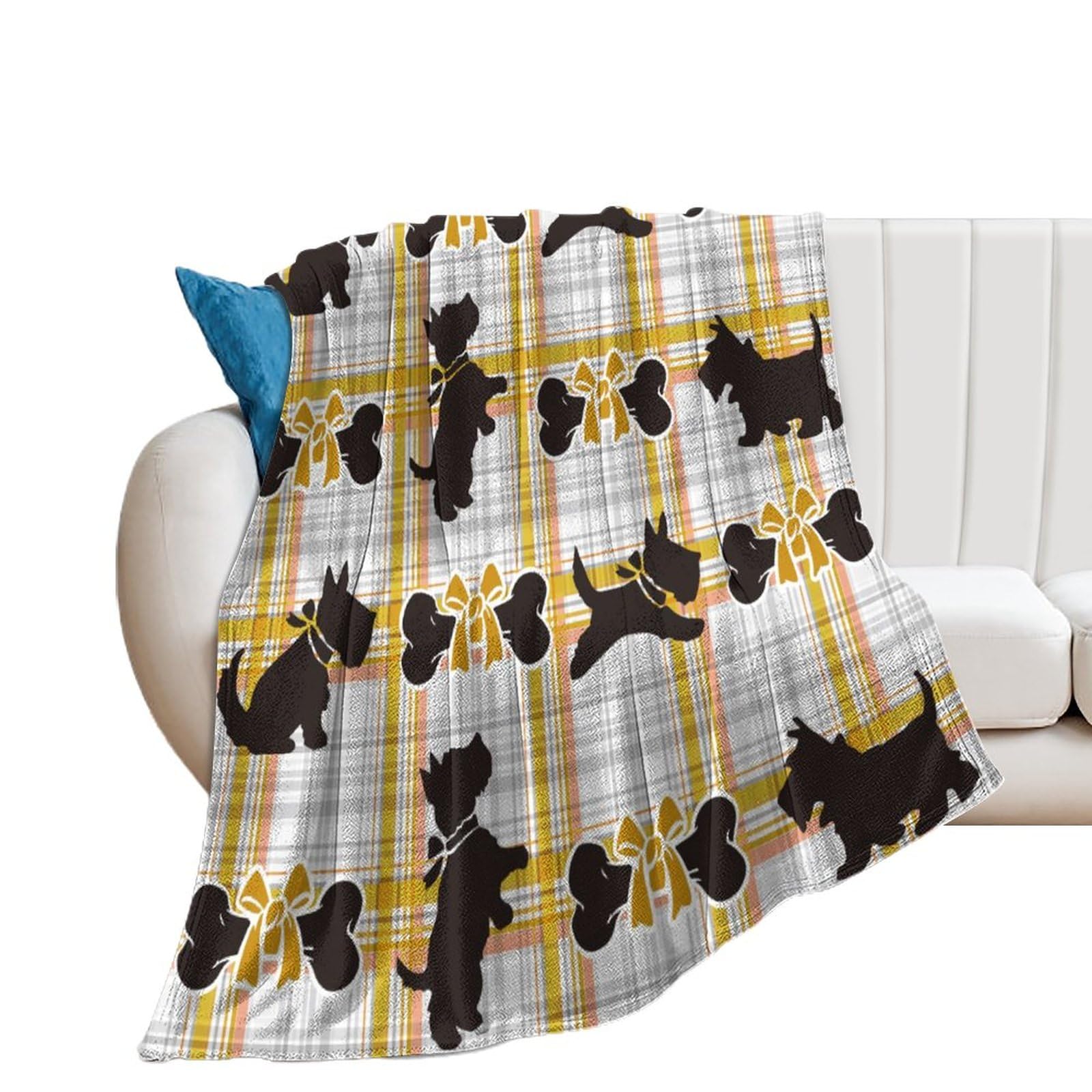 NIBABA Cute Adorable Scottie Dog Puppy Blanket Fuzzy Throws, Soft Blankets for Men, Women, Boys, Girls, Cozy Plush Comfy Microfiber Throw Blanket for Couch Sofa Bed Chair, 30x40in (75x100cm)