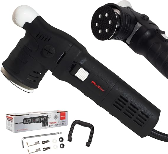 Maxshine M312 Dual Action Polisher 12mm Throw Car Buffer with 3 Backing Plate, 550W Motor, 6-Speed Control & Low Vibration Auto Detailing Tool for Cars, Trucks, SUVs & Boats