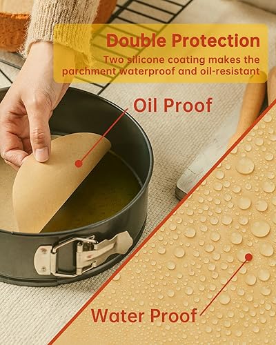 Miniatura 4 de Katbite 200 círculos de papel pergamino de 9 pulgadas, sin blanquear y antiadherentes, círculos de pergamino precortados para moldes de primavera de