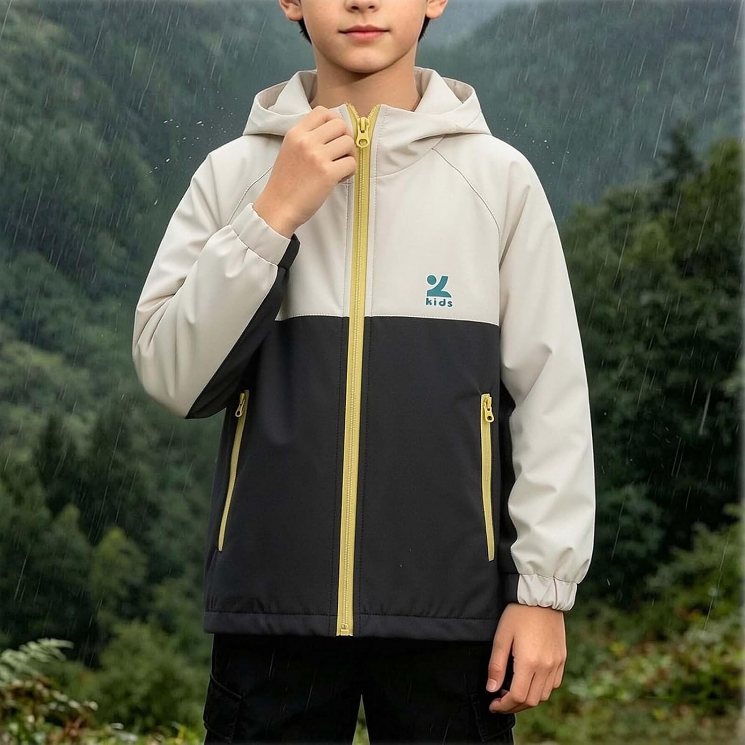 Kids Varsity Rain Jacket Lightweight Color Block Windbreaker Coats