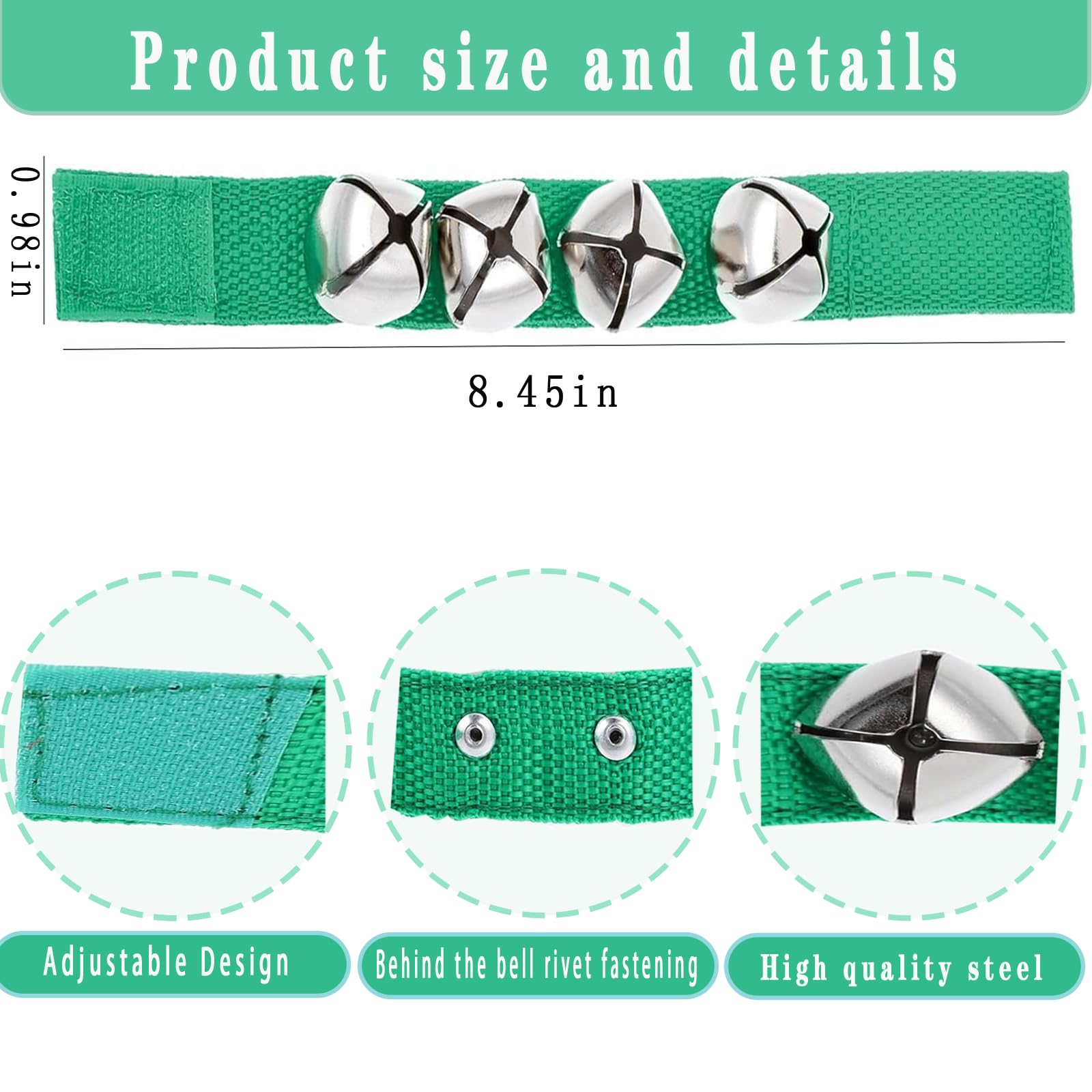 4 PCS Wrist Bells, Percussion Instruments, Jingle Bells Christmas Musical Rhythm Wrist Shaking Percussion Orchestra Rattles, for Party Favors Decorations (Green+Red)