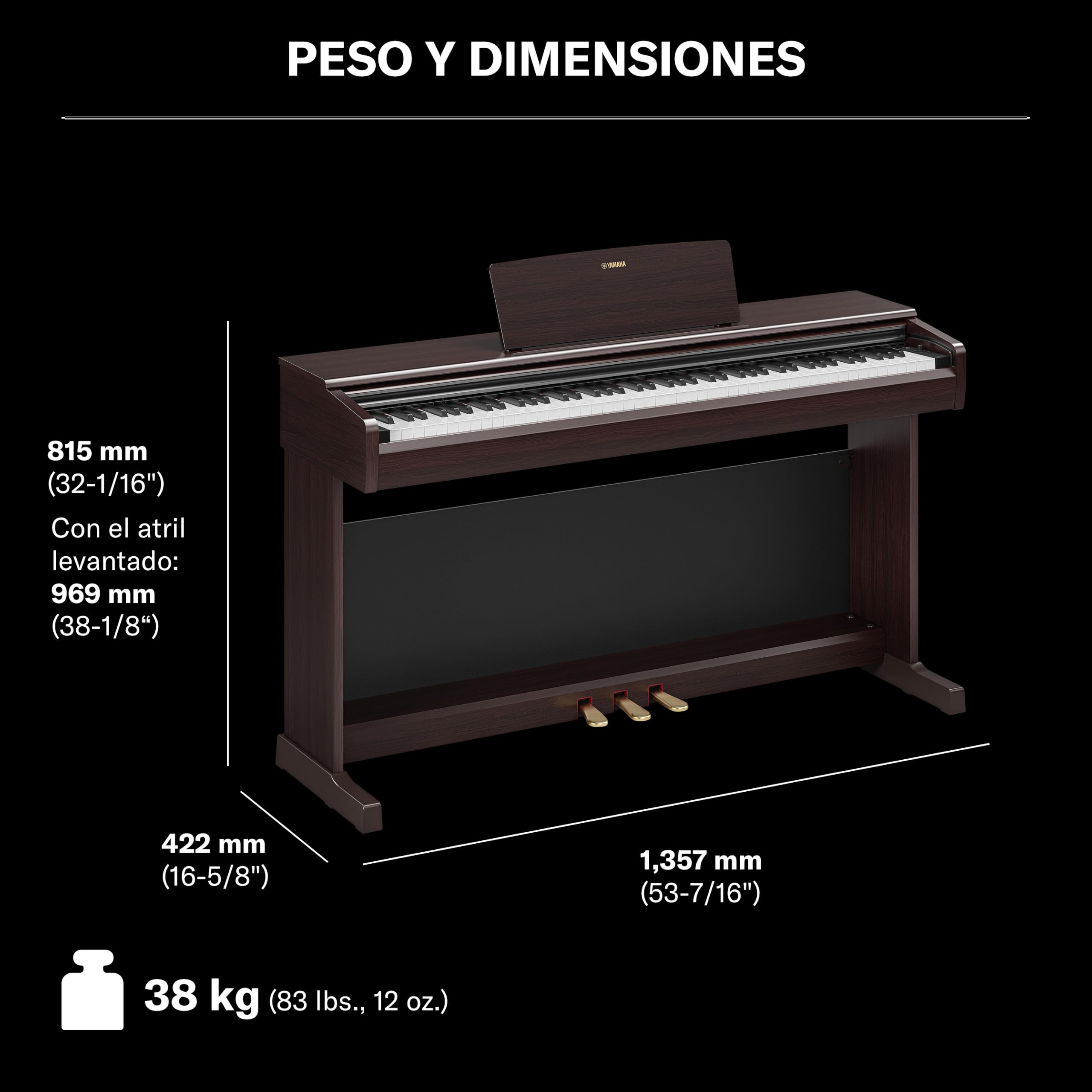 YAMAHA YDP-146 Piano Digital – 88 teclas contrapesadas (GHS), Voz de piano de cola CFX, altavoces de 8W, Bluetooth, 3 pedales, ideal para el hogar y para principiantes – Palisandro