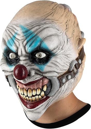 Miniatura 3 de Ghoulish Productions Máscara Forever Smile. Máscara de payaso multicolor. Máscara de látex con cabeza de payaso amordazada. Máscara de látex de