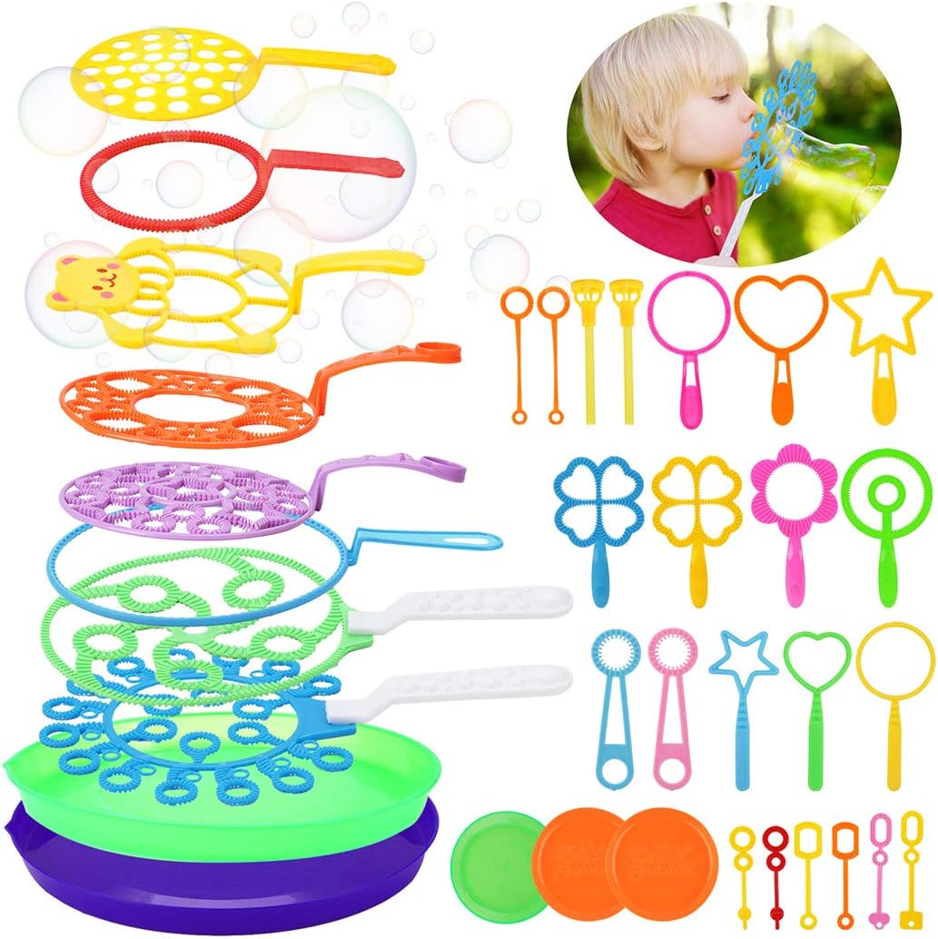 B bangcool Bubble Wands Set - Big Bubbles Wand Funny Bubbles Maker, Nice for Outdoor Playtime & Birthday Party & Games, Suitable for All Age People