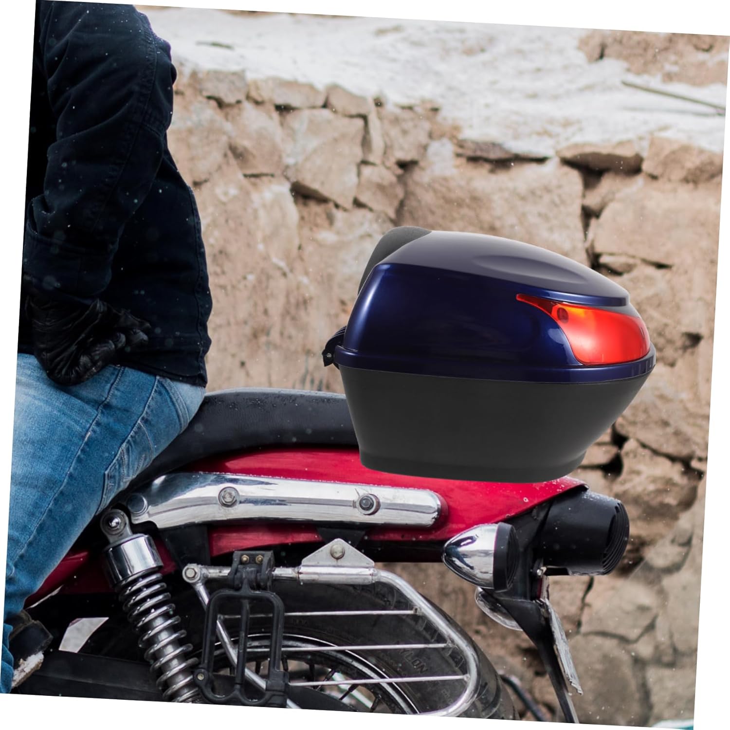 Unomor Motorcycle Trunk Tail Box Motorcycle Storage Case for Luggage Helmets Gear Capacity Electric Scooter Rear Trunk with Easy Clean Surface