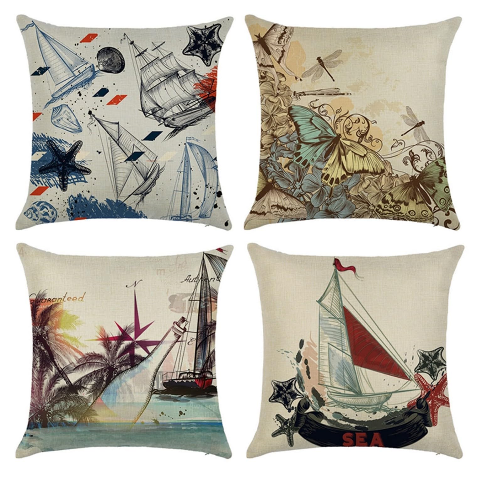 Taie d'oreiller enfant et adulte en lin hypoallergénique, lot de 4 housses lavables 50x50 cm