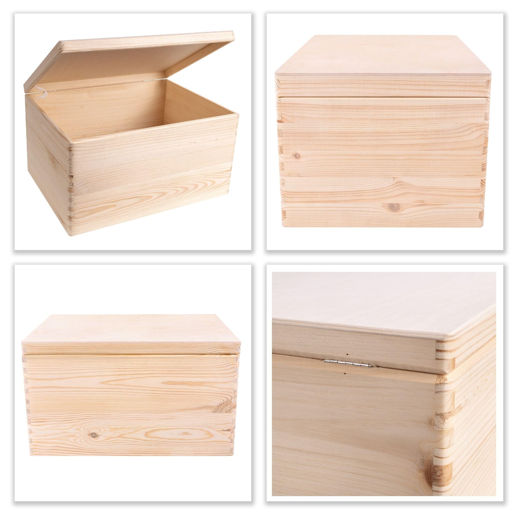 Creative Deco XXL Grande Caja Madera para Decorar con Tapa | 40 x 30 x 24 cm (+/-1cm) | Cofre Decoración Decoupage | Almacenaje de Documentos Navidad Juguetes Herramientas | EN BRUTO SIN LIJAR