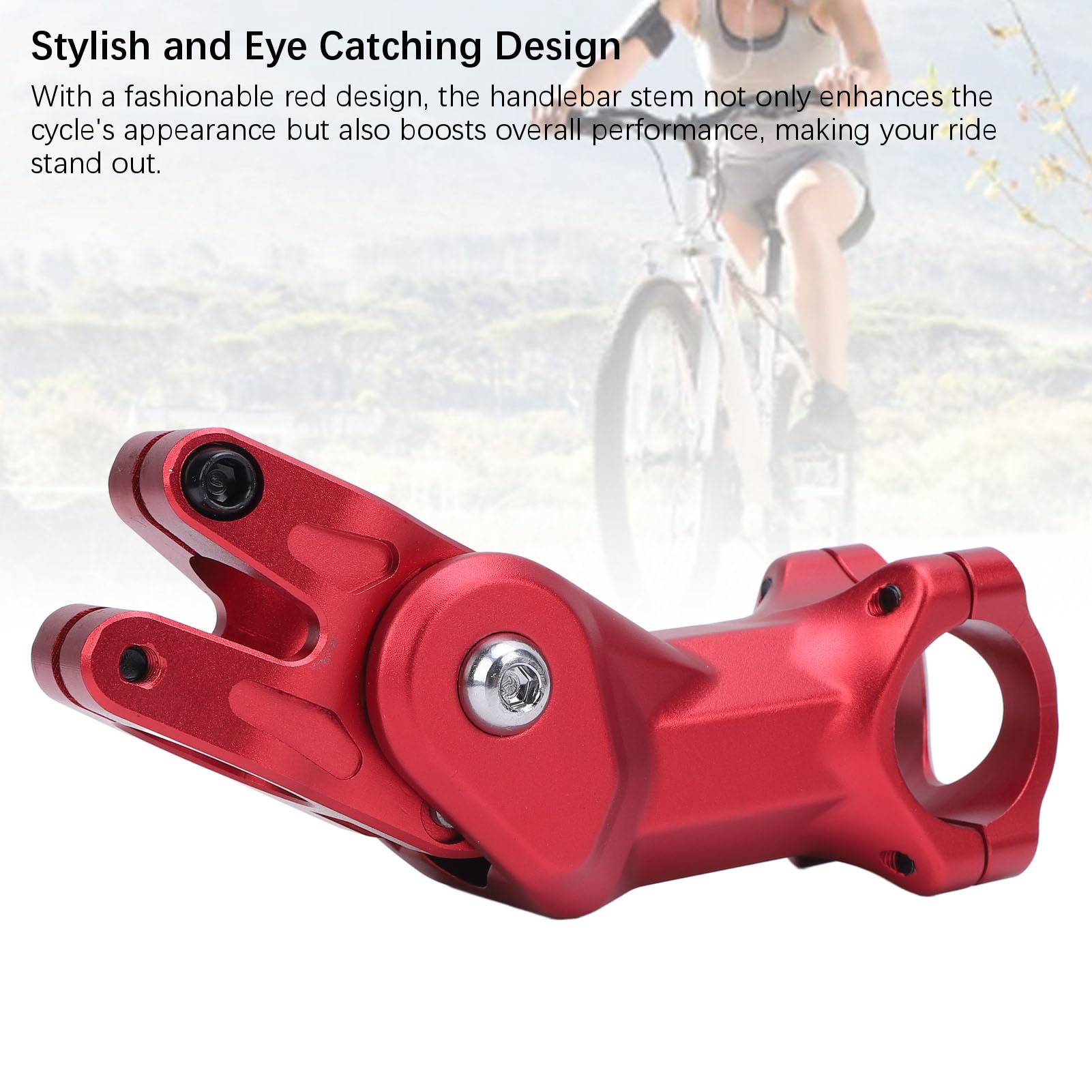 Alomejor Attacco Manubrio in Lega di Alluminio da 31,8 Mm, Attacco Manubrio Ammortizzante per Ciclismo su Strada di Montagna con Regolazione Dell'Altezza e Dell'Angolazione, Rosso