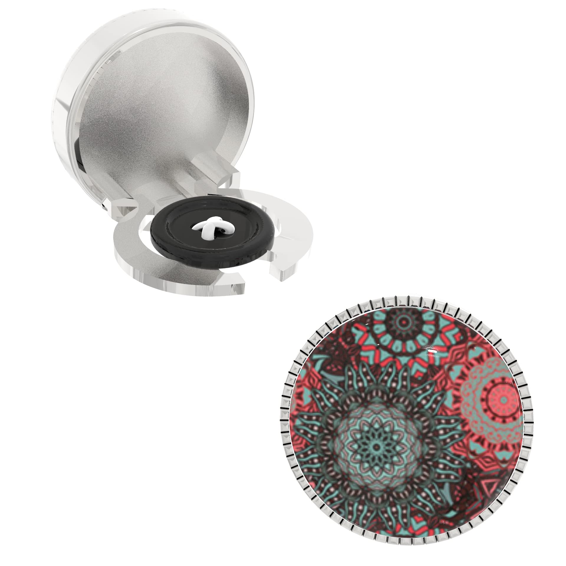 – Snap-on Shirt Button Cover Cufflinks Set for Men -Mandala Design Pattern-image-37
