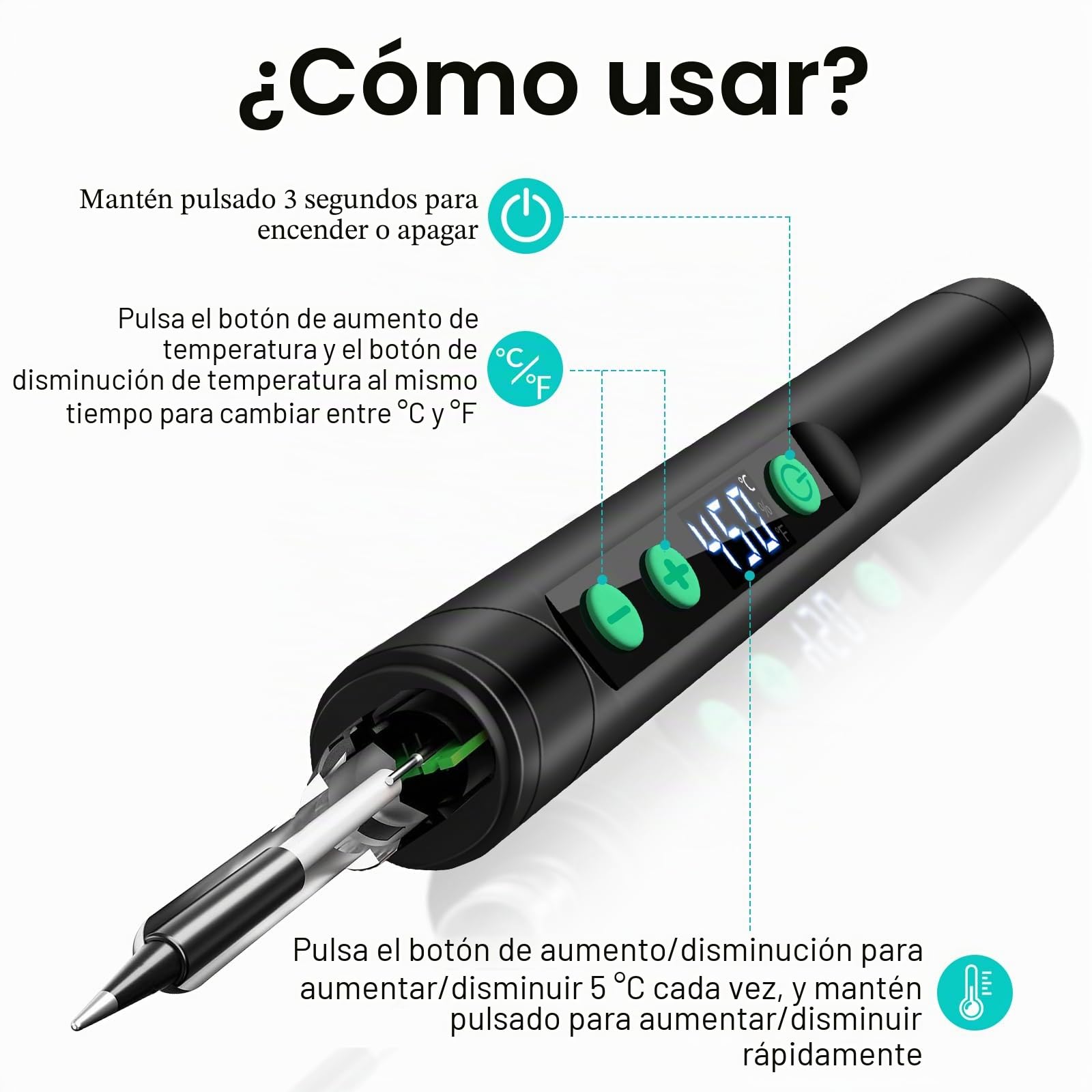 diymore Kit de soldador inalámbrico USB-C con pantalla LCD, temperatura ajustable de 180 ℃ a 450 ℃, bolígrafo de soldadura portátil recargable para reparación de electrónica, proyectos de bricolaje