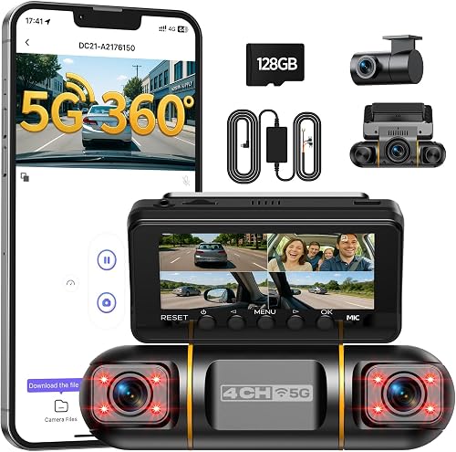 360° 4 Canaux Dashcam Voiture Avant Arriere LAMTTO