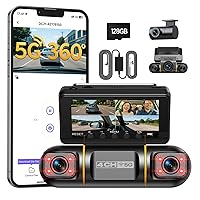 Volam 360° 4 Canali Dash Cam Auto, Schermo da 3,16" 5G WiFi & Controllo APP Dashcam