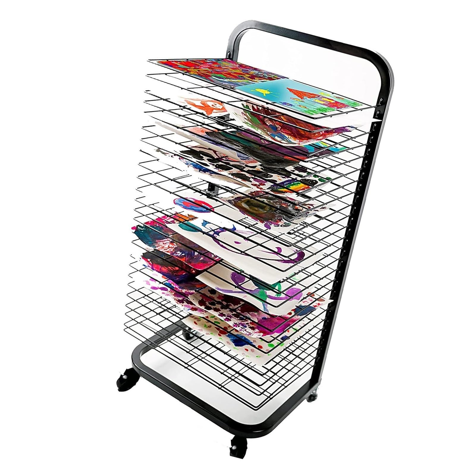 Aioneer Mobile Paint Drying Rack - Art Drying Rack For Classroom, Mobile Metal Art Storage Rack, Efficient And Organized Drying Rack Art For Students' Masterpieces, Stack Rack For Painti,25,layer