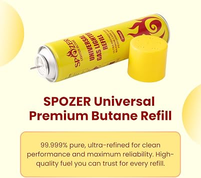 Spozer Butane Refill Ultra Refined Universal Lighter Fluid 300ml, 2 Pack
