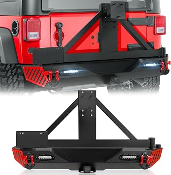 Steel Rear Bumper Compatible with 2007-2018 Jeep Wrangler JK JKU