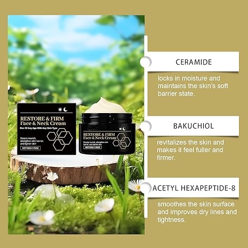 Miniatura 3 de Crema facial y cuello para hombres  Hidratante y reafirmante para hombres, reparación día y noche, crema antienvejecimiento con niacinamida y